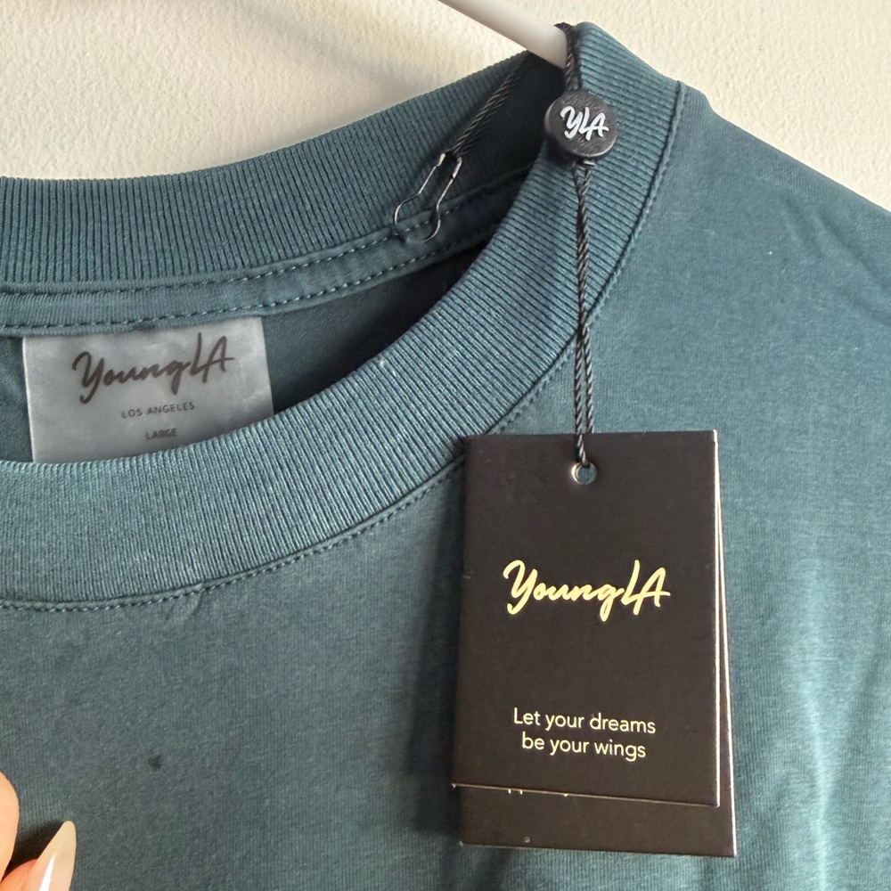 YoungLA For Her Teal Wash Heavyweight Oversized Long-sleeve, Size Large - Picture 5 of 7